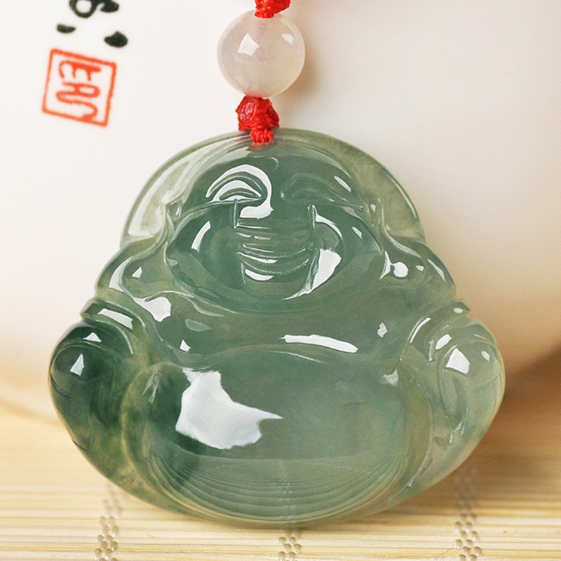 Title 3, Jade Buddha Maitreya Pendant for good fortune a...