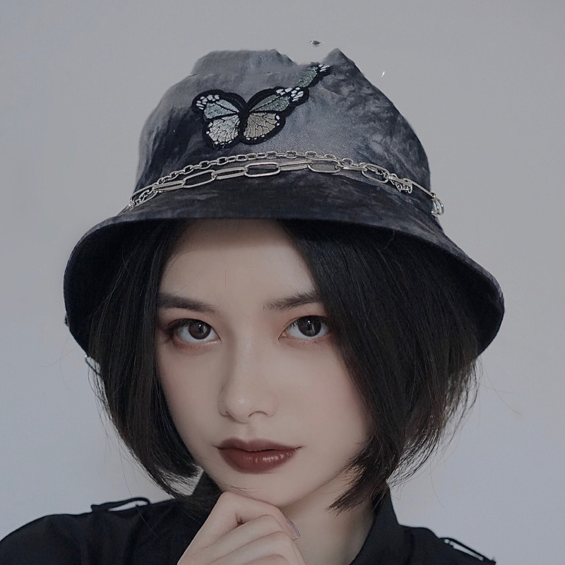 Original Dark Tie-dyed Butterfly Chain Fisherman Hat