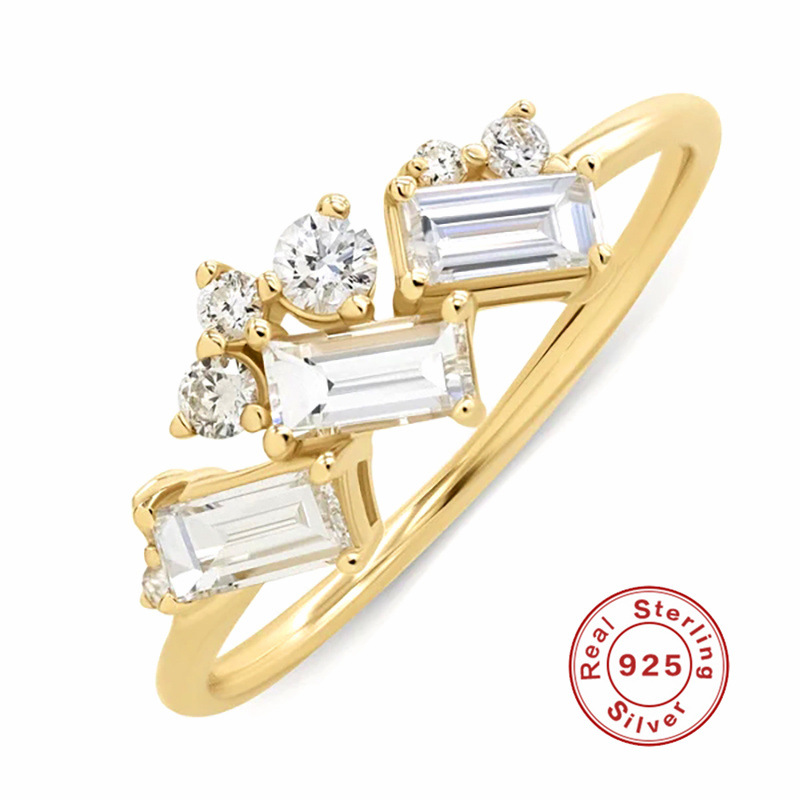 S925 Sterling Silver Light Luxury Diamond Crystal Ring