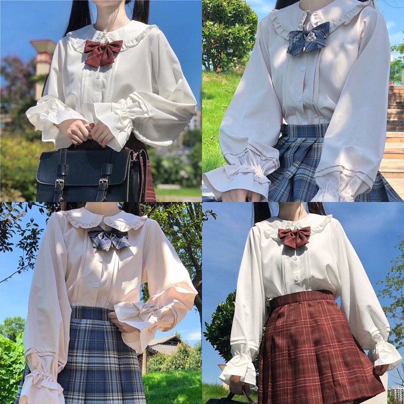 White Shirt JK Uniform Long-sleeved Women's Inner Wear Student