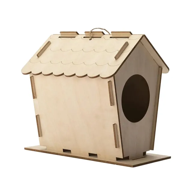 DIY Bird House Yard Gift Shelter Outdoor Unfinished Bird Nest Wooden Nesting Box Yellow - Shop at LoveMi