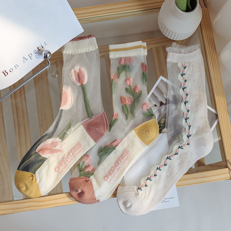 Title 2, Tulip Fairy Wind Transparente Damensocken aus K...