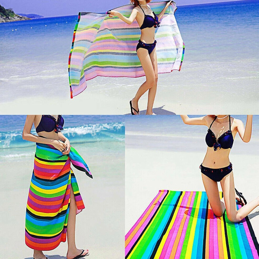 Travel Towel Striped Extra Large Microfibre Lightweight Beach Towel Quick Dry 3