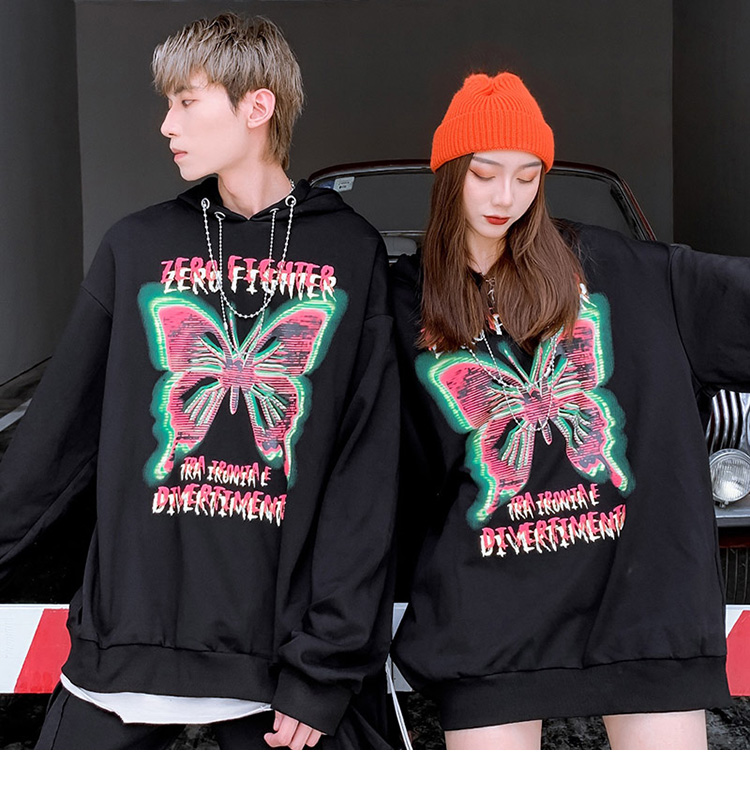 Title 6, Dark Wind Butterfly Print Hooded Sweater Men