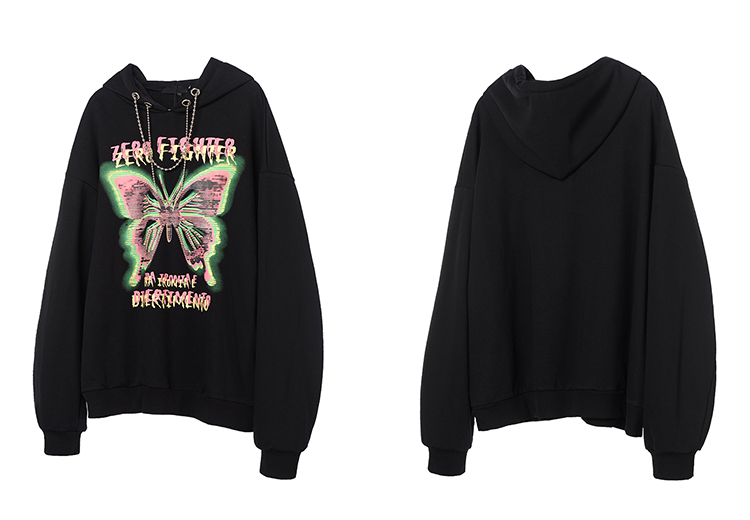 Title 9, Dark Wind Butterfly Print Hooded Sweater Men