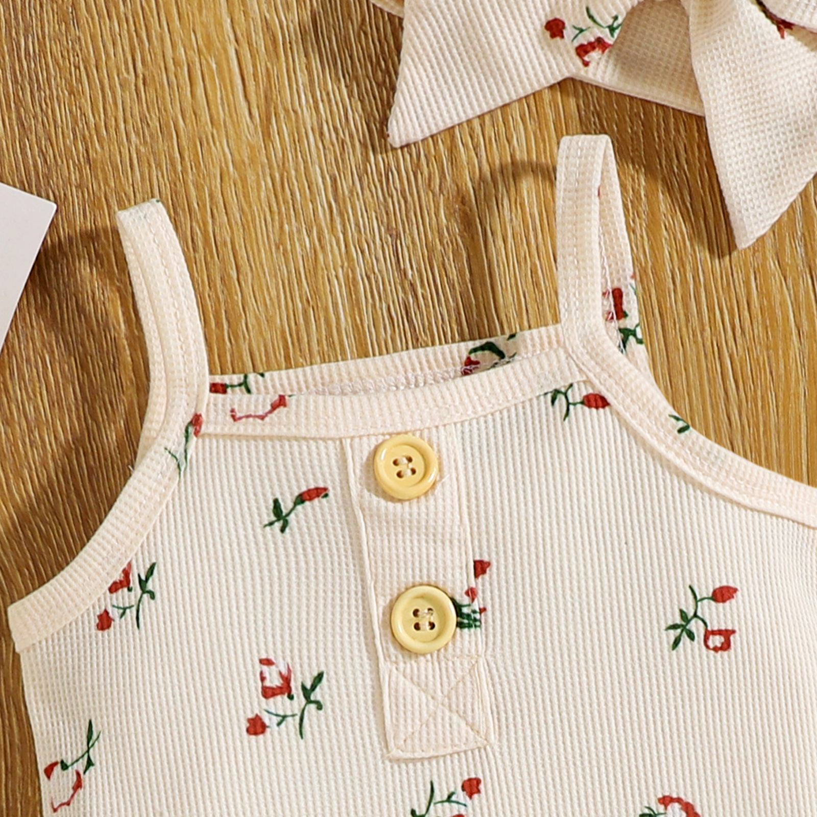 Title 6, Infant Set Waffle Floral Print Suspenders Three...