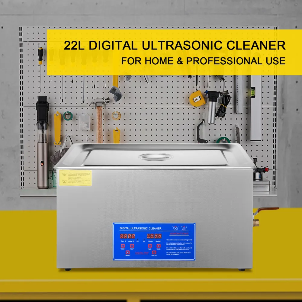 22L Industrial Ultrasonic Cleaner With Digital Timer&Heater 40kHz Professional Ultrasonic Cleaner 110V With Excellent Cleaning Effect For Wrench Tools Industrial Parts Mental Apparatus