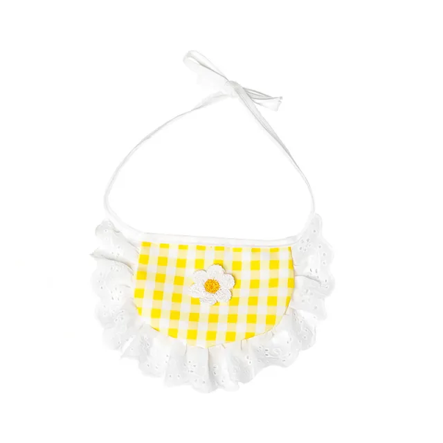 Summer Lace Faux Paw Corgi Teddy Sun Hat Yellow Checked Bib - Shop at LoveMi