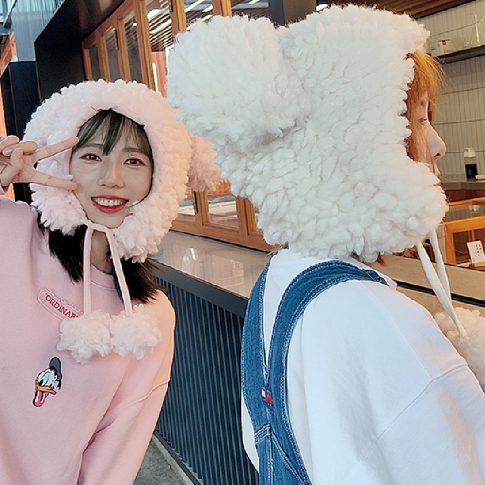 Hat Girl Riding Warm Plush Big Head In Winter