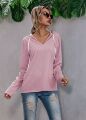 Title 3, Drawstring V-neck Fleece Bottoming Shirt Hooded...