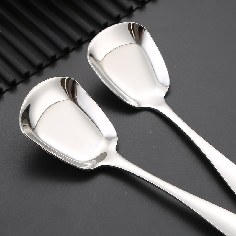 Title 2, 304 Stainless Steel Square Head Flat-bottom Spoon