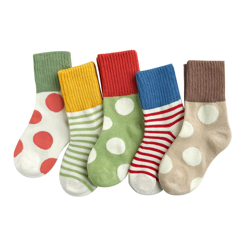 Title 3, Polka Dot Color Matching Student Cotton Socks C...