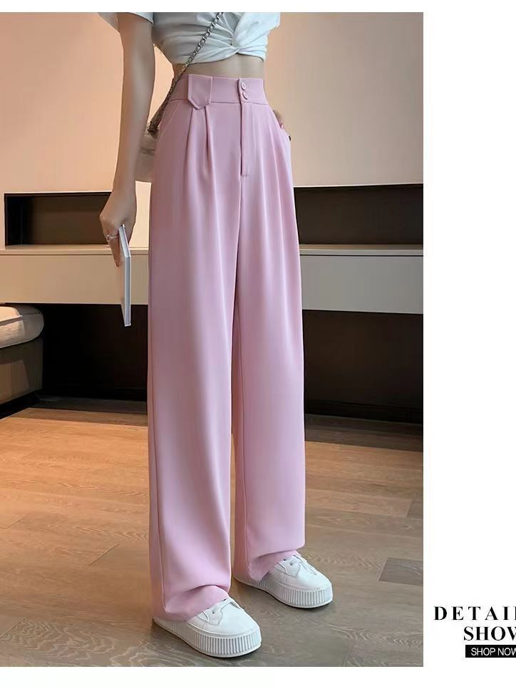 Title 2, High Waist Loose Narrow Straight Draping Effect...