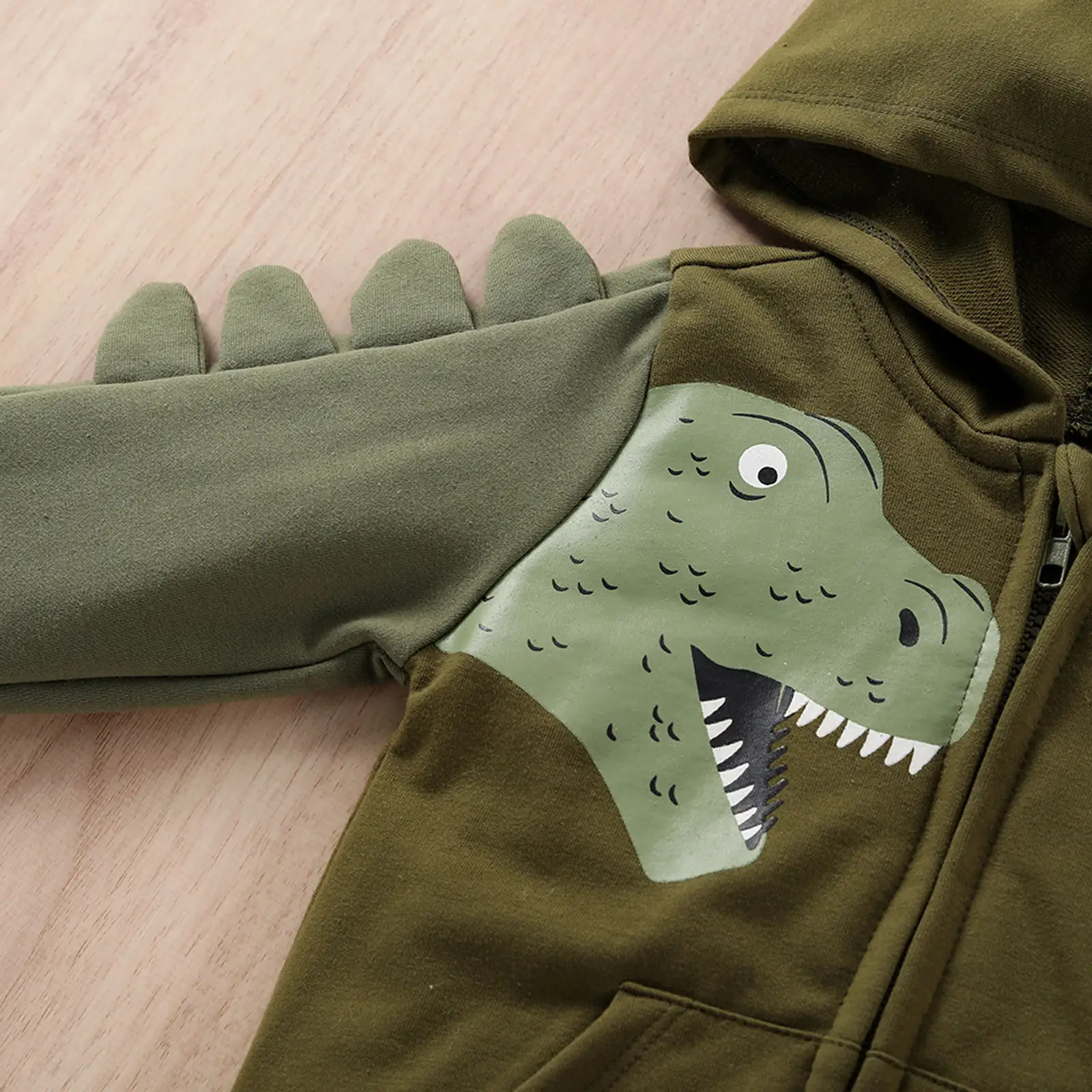 Children's Zipper Hooded Dinosaur Long-sleeved Sweater