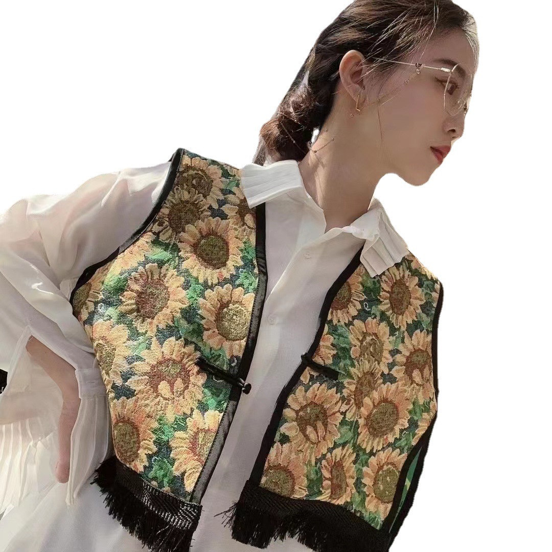 Title 3, Retro Artworks Embroidery Vest Short Coat