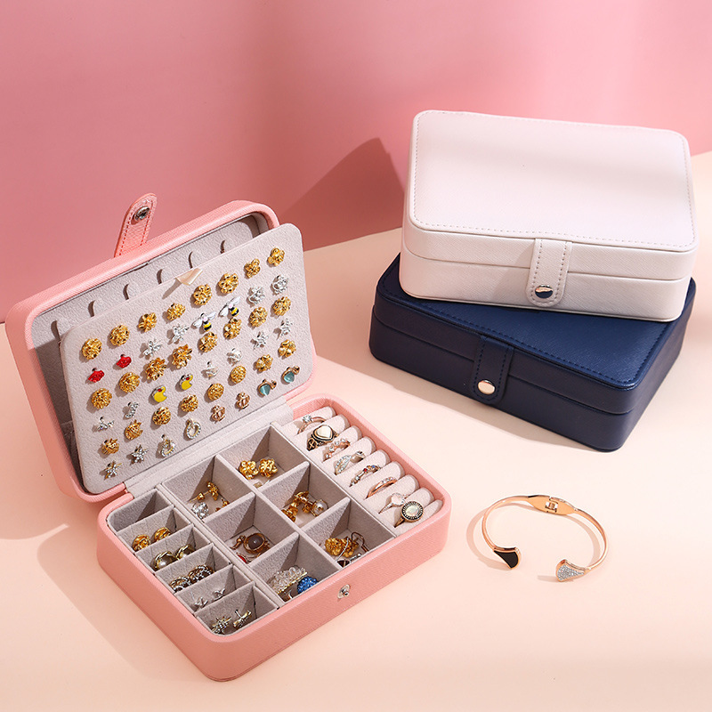 New Leather Portable Jewelry Box Double-layer Simplicity