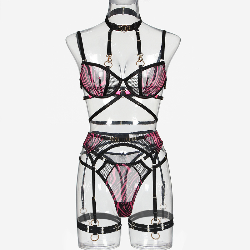 Title 5, Conjunto de lingerie feminina em mesh com gola ...