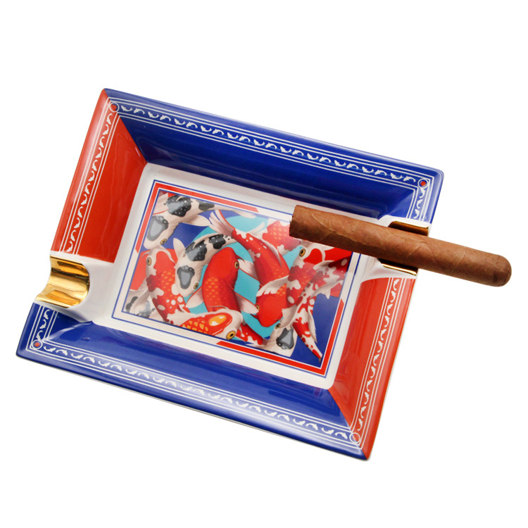 Fashion Creative Large Capacity Square Painted Ceramic Cigar Ashtray - Image 5