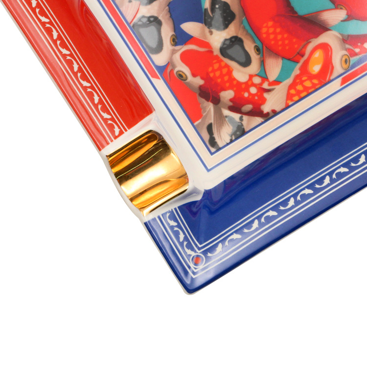 Fashion Creative Large Capacity Square Painted Ceramic Cigar Ashtray - Image 10
