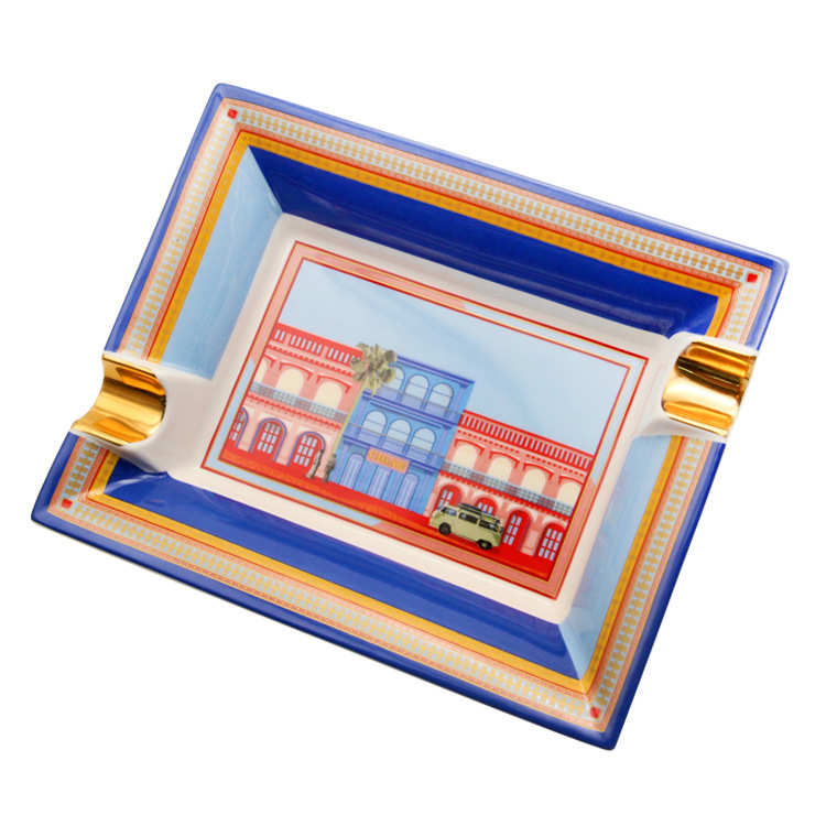 Fashion Creative Large Capacity Square Painted Ceramic Cigar Ashtray - Image 22