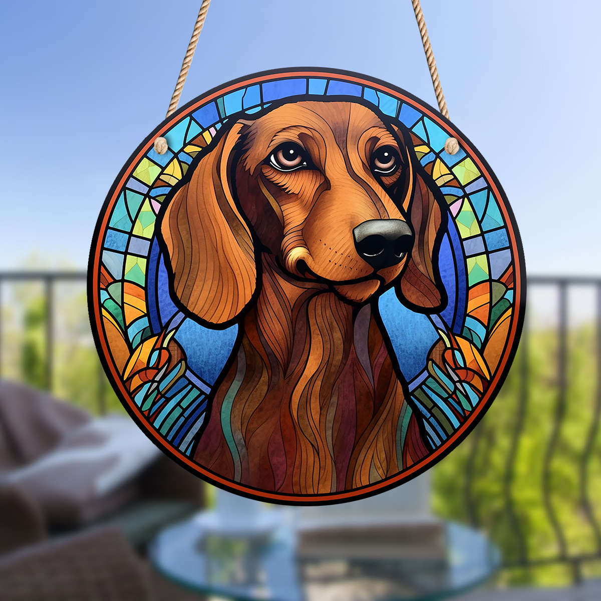 Title 3, Animal Dog Round Acrylic Pendant