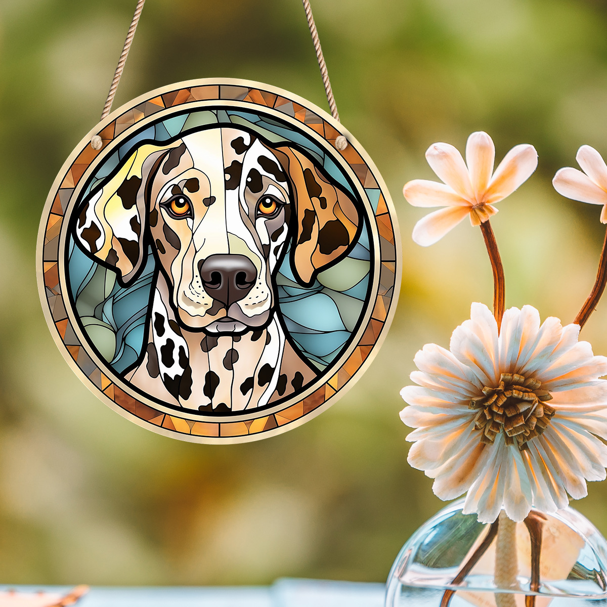 Title 4, Animal Dog Round Acrylic Pendant. Durable and a...