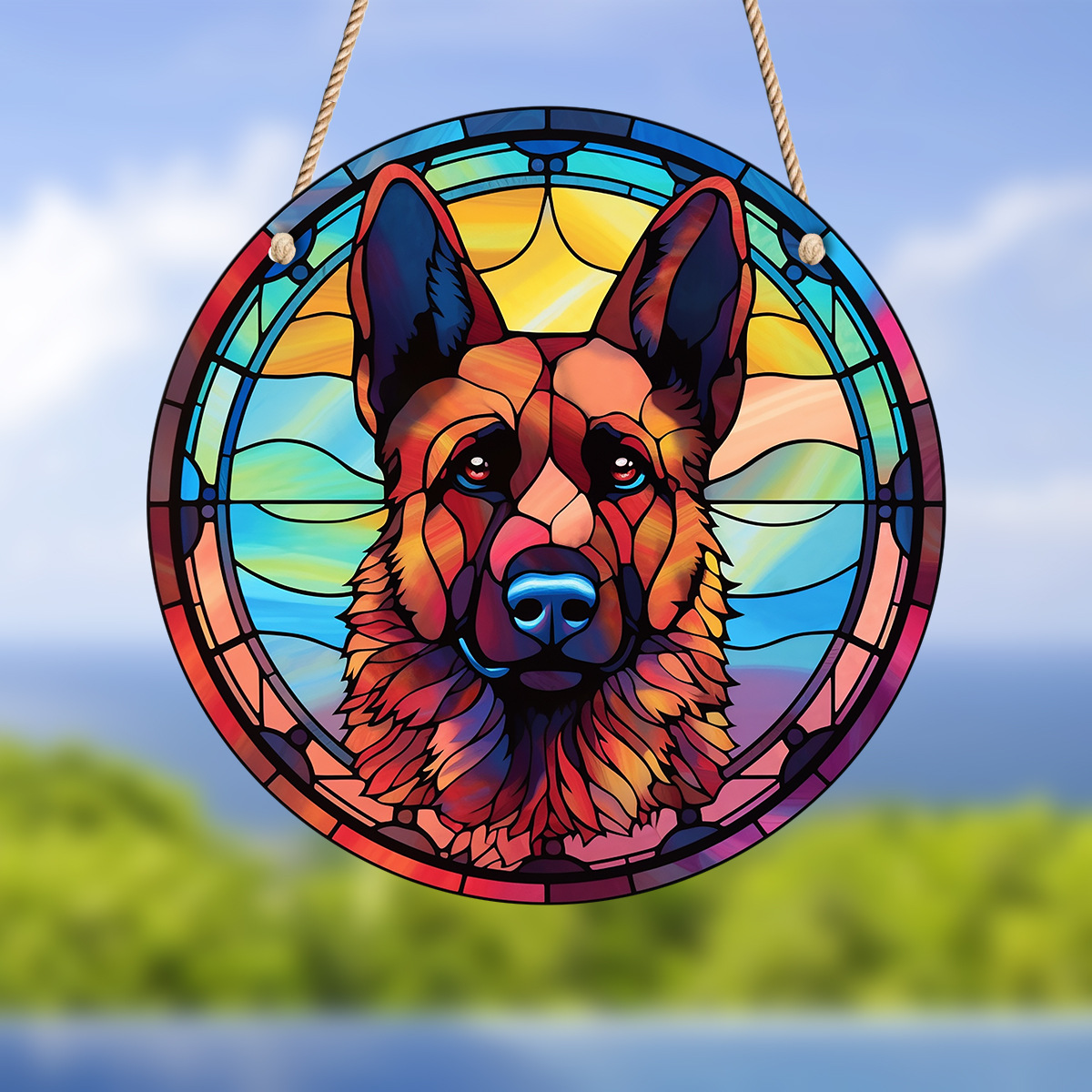 Title 6, Animal Dog Round Acrylic Pendant. Durable and a...