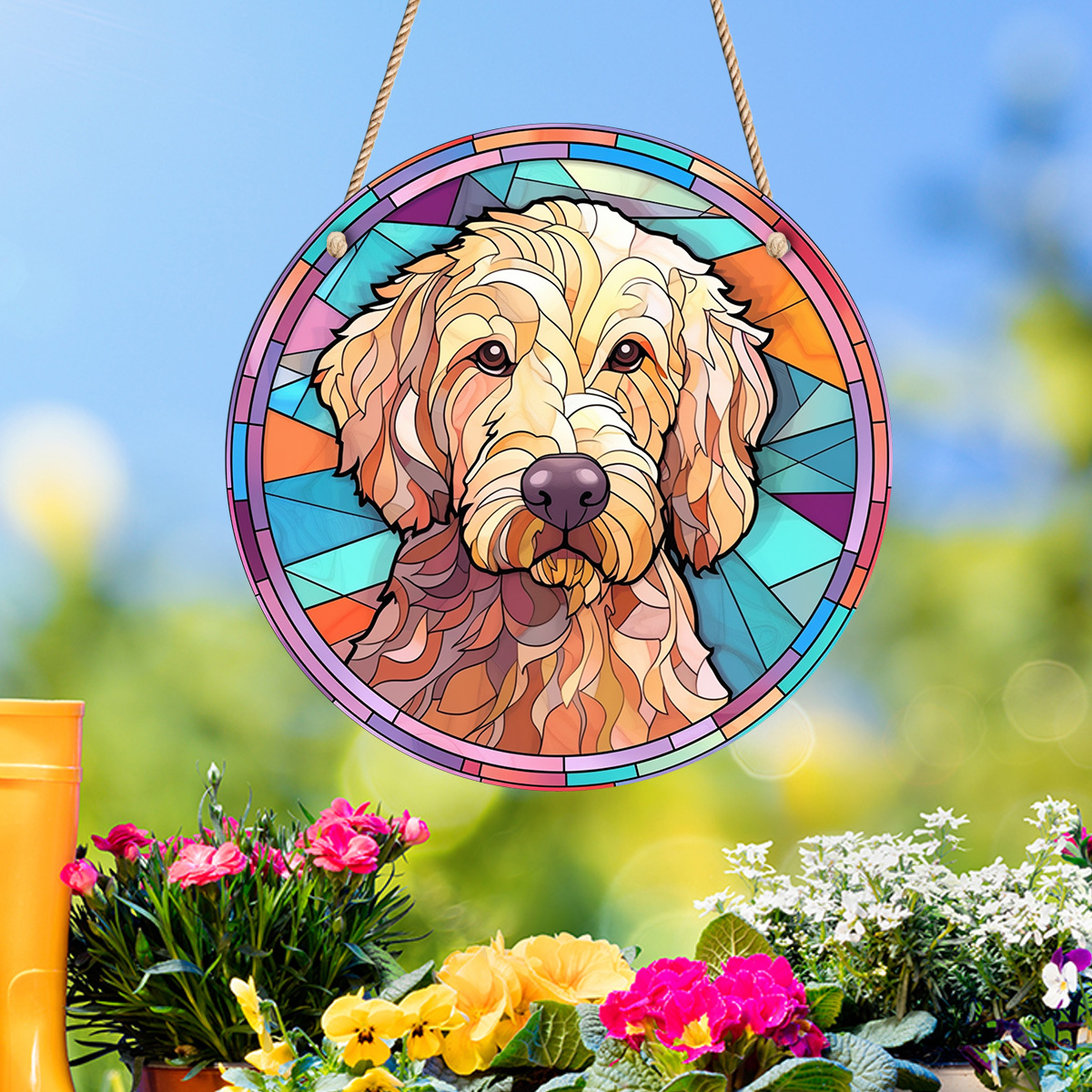 Title 7, Animal Dog Round Acrylic Pendant. Durable and a...