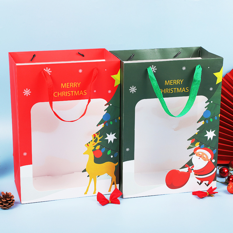 Title 5, Christmas Window Gift Bag Transparent Window Ha...