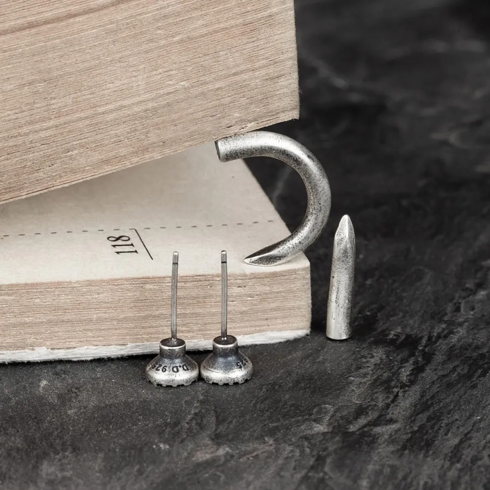 Title 3, S925 Sterling Silver Nail Retro Stud Earrings