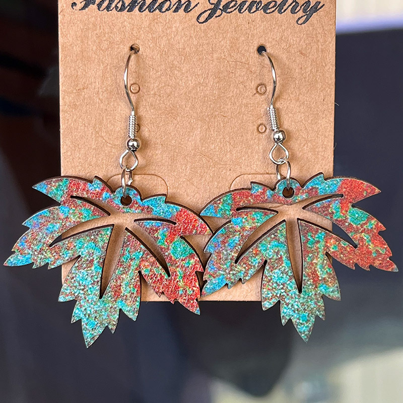 Title 2, Retro Distressed Hollow Leaf Earrings