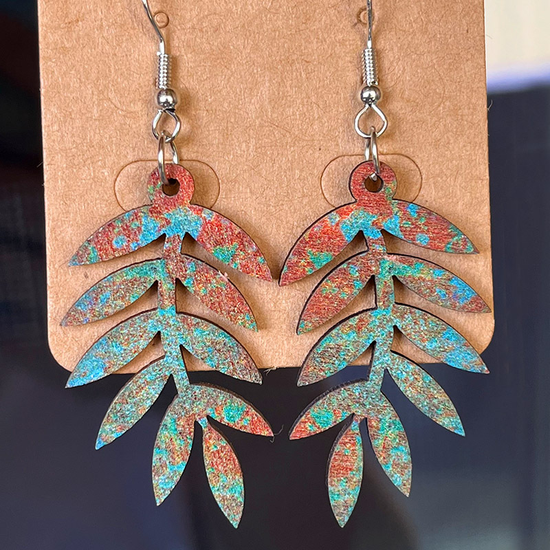 Title 5, Retro Distressed Hollow Leaf Earrings