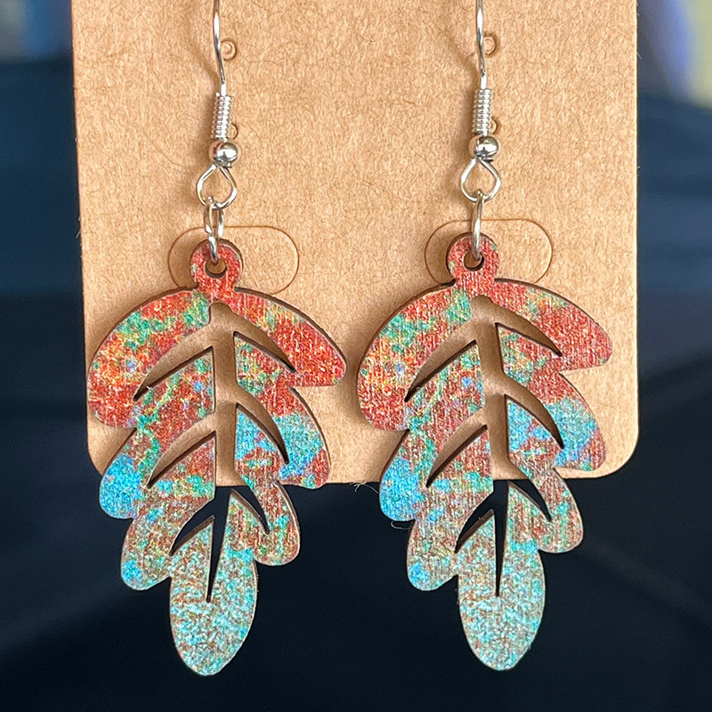 Title 6, Retro Distressed Hollow Leaf Earrings