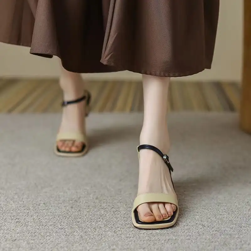 Chunky Heel Ankle-strap Toe Sandals For Women