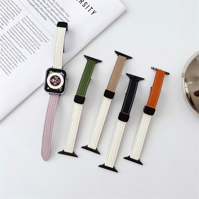 Title 4, Contrast Color Litchi Pattern Leather Magnetic ...