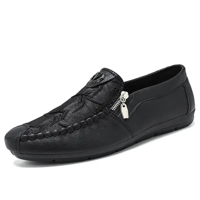 Vintage Zipper Casual Leather Shoes