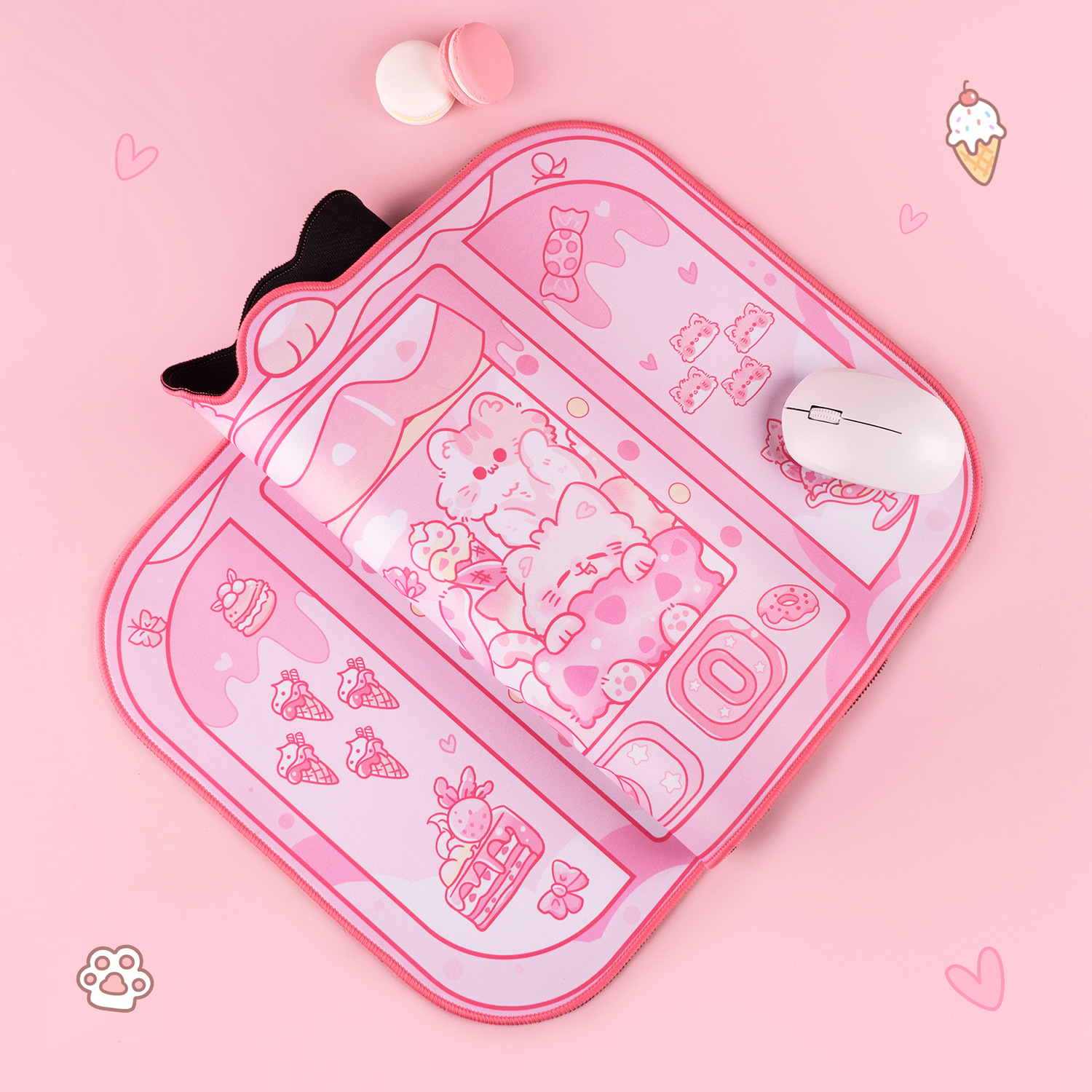 Title 6, Cat Crane Machine Large Mouse Pad