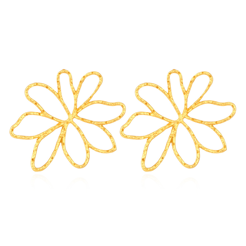 Title 6, Eye-catching Hollow Matte Gold Alloy Flower Ear...