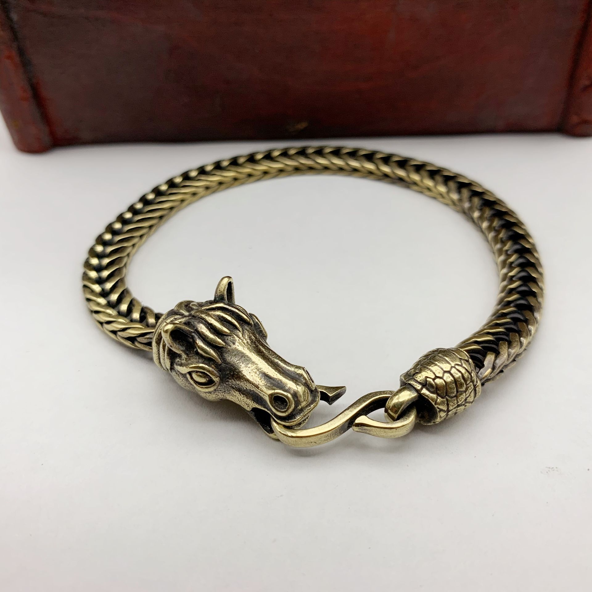 Title 1, Horse Pure Brass Chain Bracelet Vintage