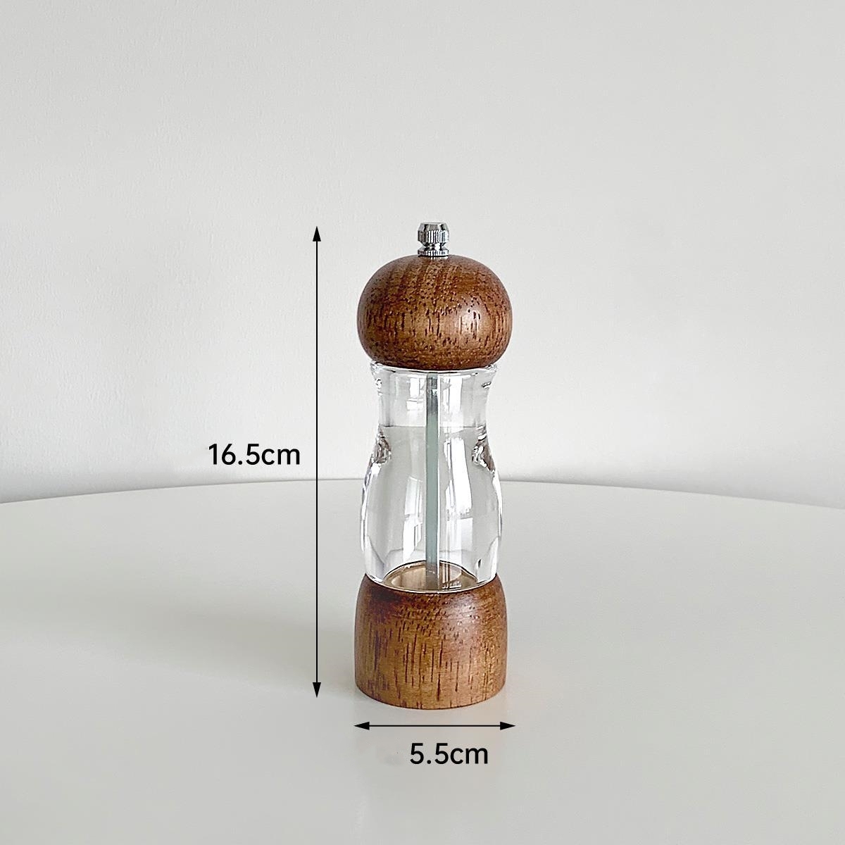 Title 2, Retro Wood Transparent Pepper Grinder Kitchen M...