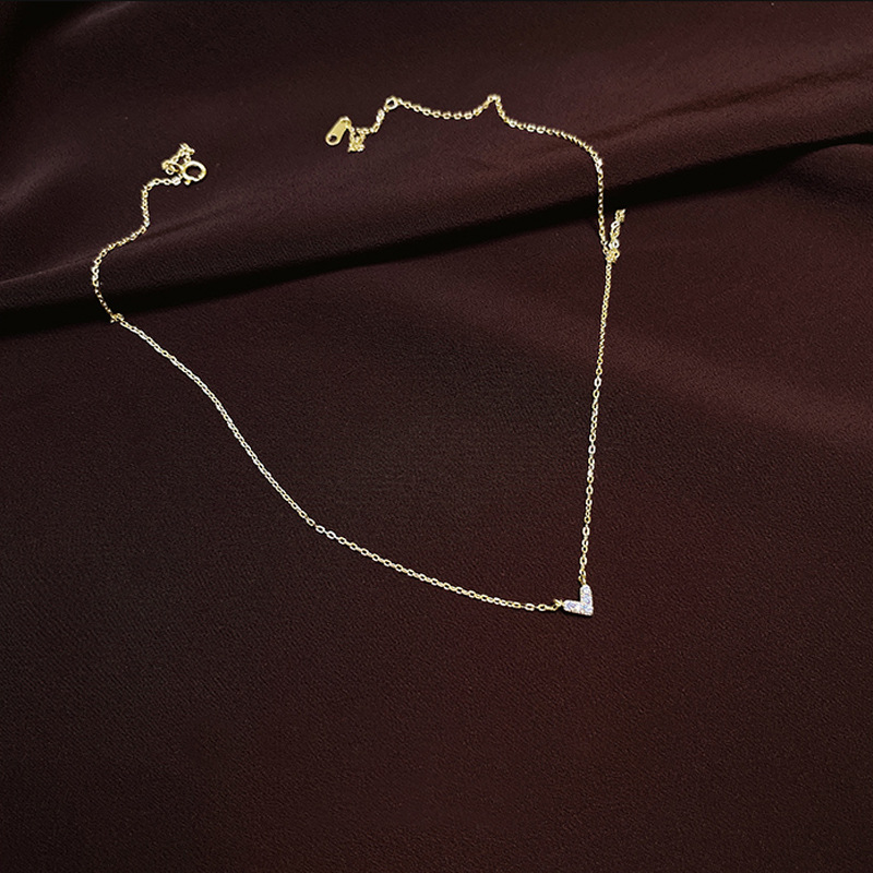 Title 5, Small Thin And Glittering Love Necklace Clavicl...