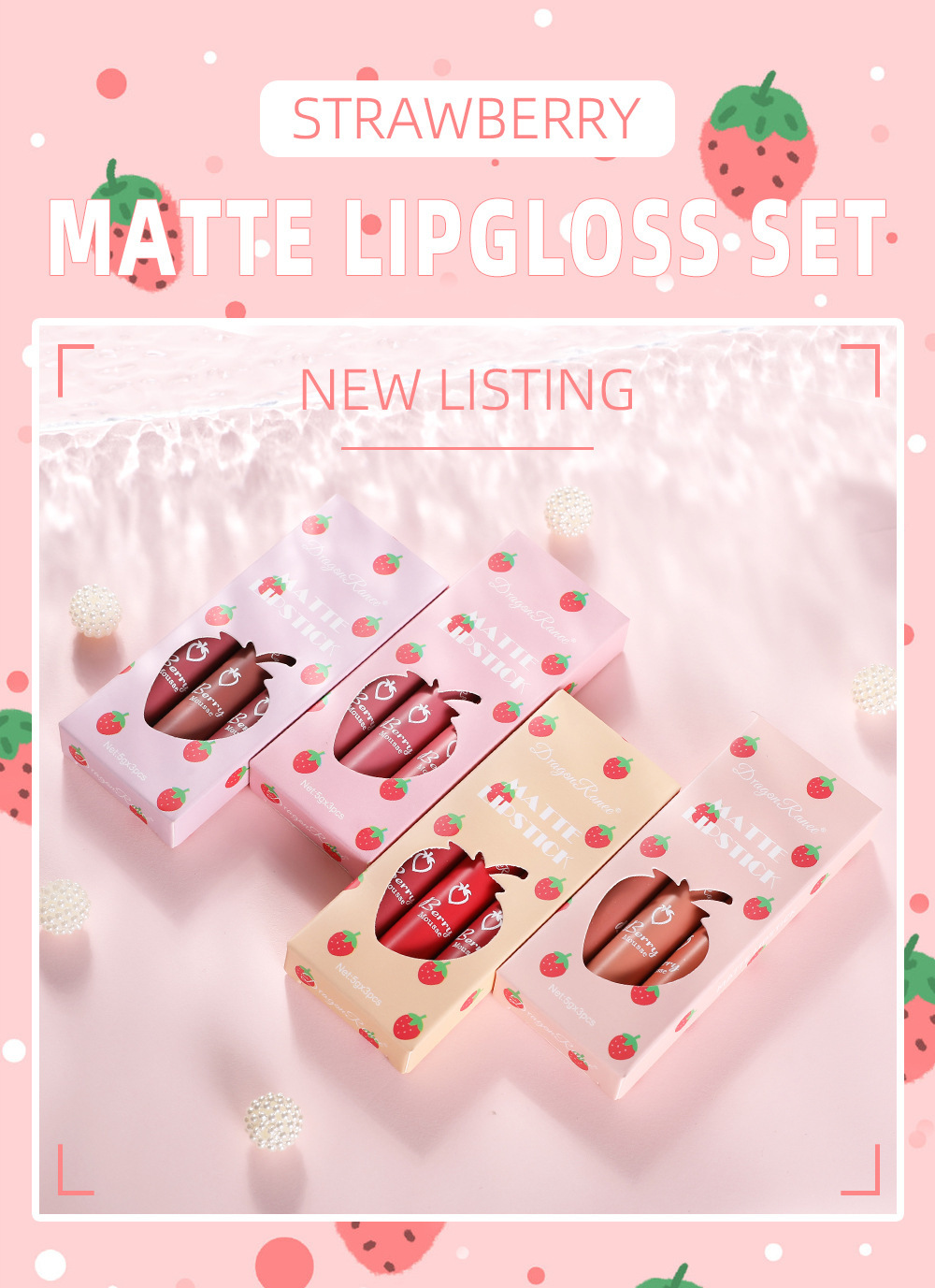 Title 1, Set od 3 Strawberry Box Velvet Mist Matte Lip G...