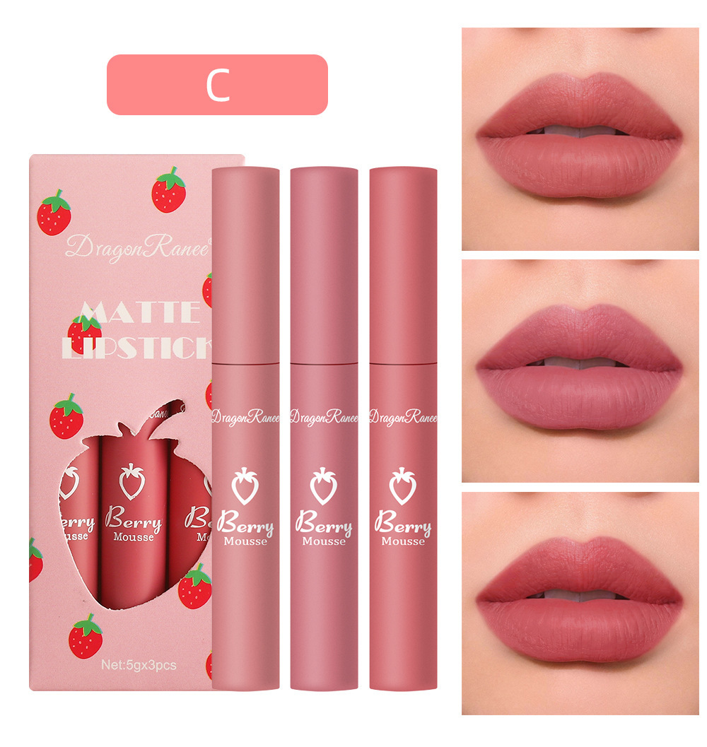 Title 6, 3 Strawberry Set Box Velvet Mist Matte Lip Glaz...