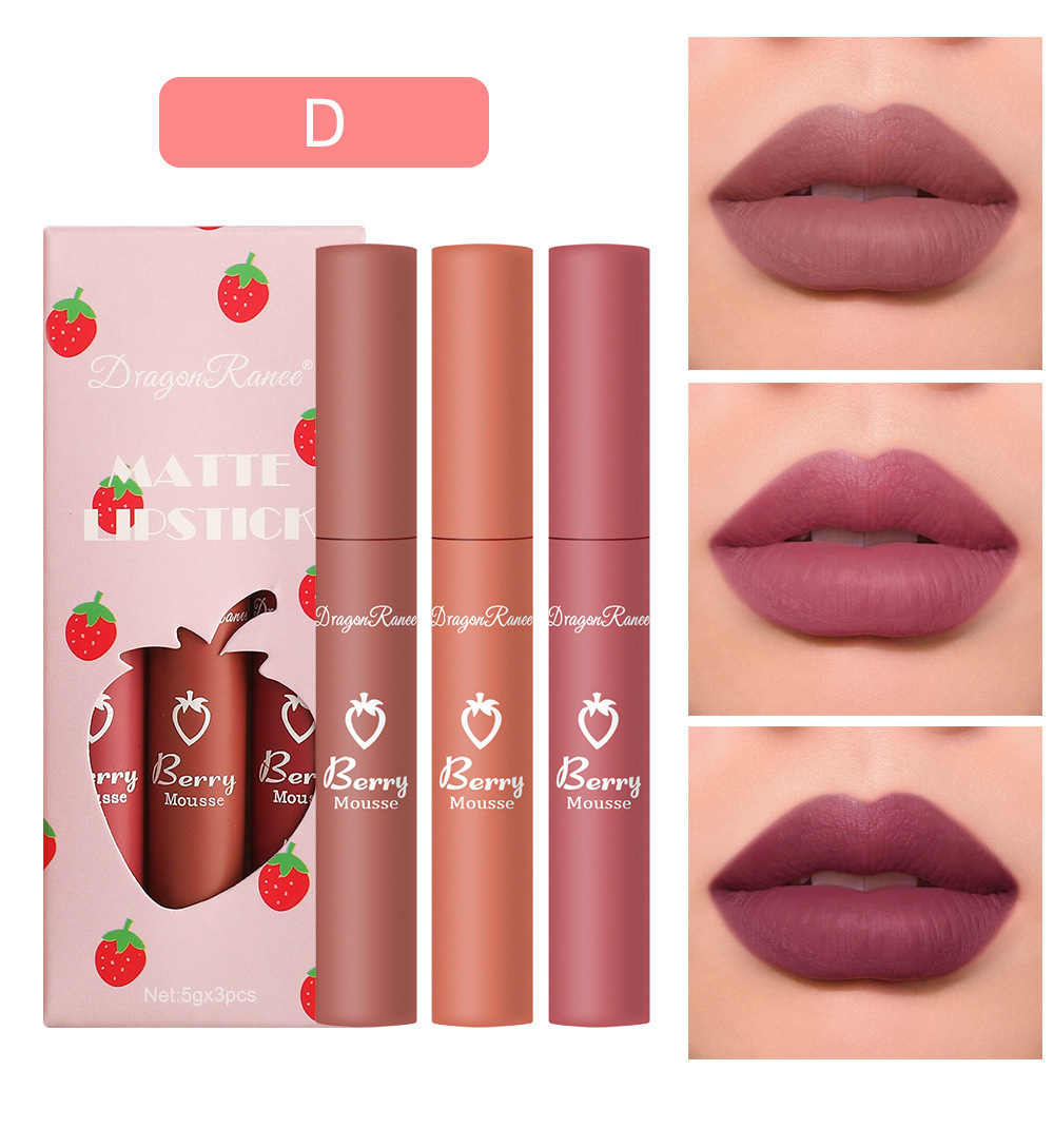 Title 7, Set od 3 Strawberry Box Velvet Mist Matte Lip G...