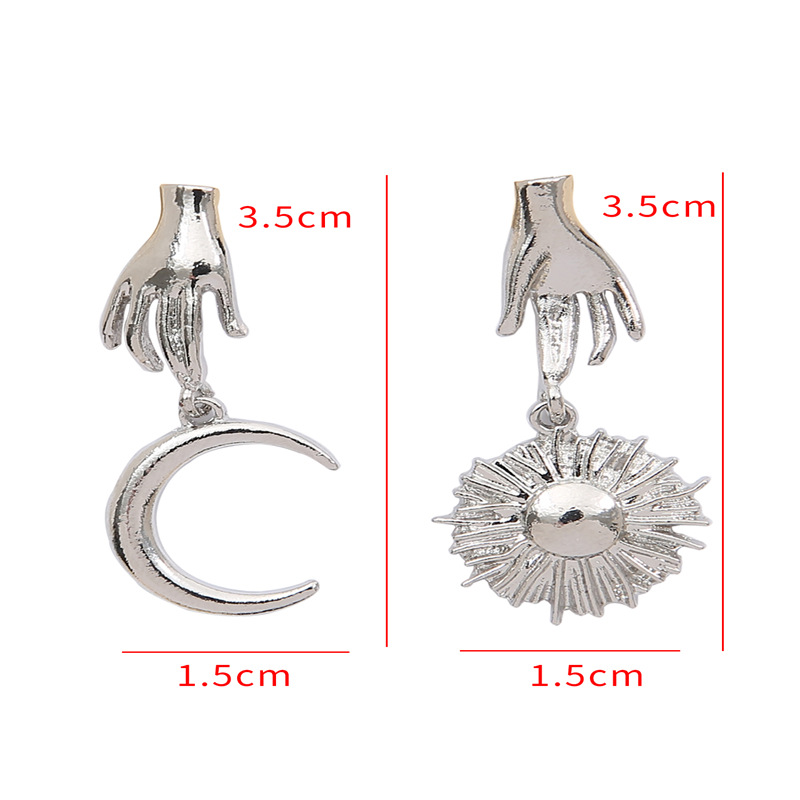 Title 1, Creative Metal Palm Sun Moon Earrings