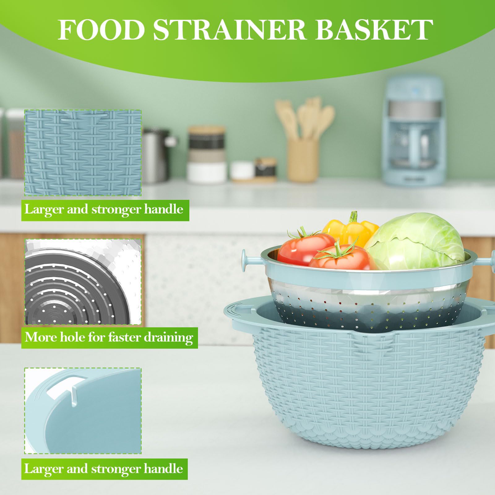 Title 6, Household Rotatable Double-layer Vegetable Wash...