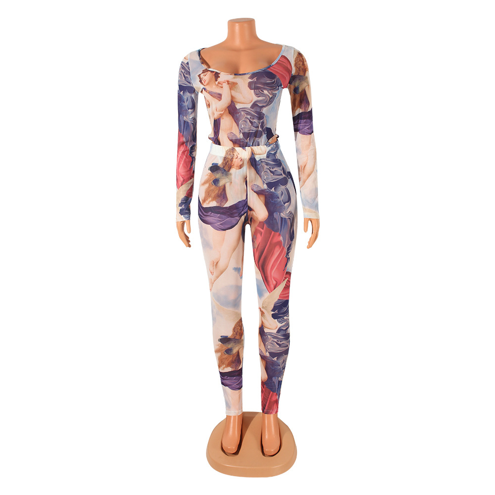 Title 5, Long Sleeve Printed Two-piece Suit