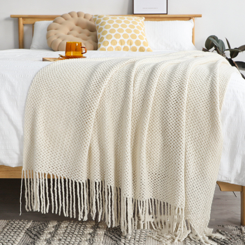 Title 1, Lazy American Hollow Knitted Casual Blanket Tas...