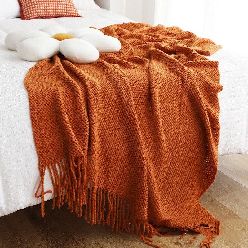 Title 8, Lazy American Hollow Knitted Casual Blanket Tas...