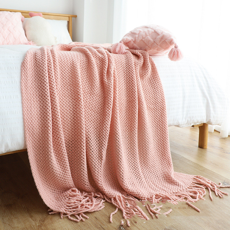 Title 10, Lazy American Hollow Knitted Casual Blanket Tas...